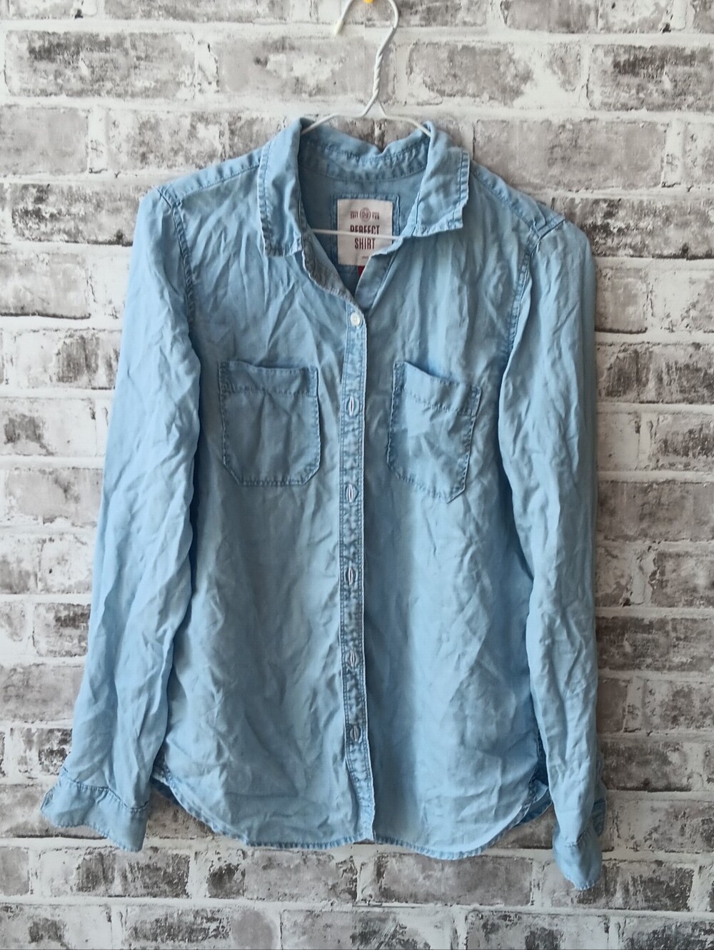 western bluejean button down top